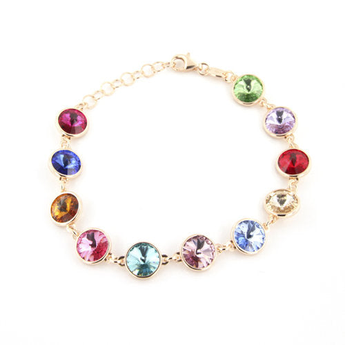 Wide Crystal & Golden Chain Link Bracelet – Linea Luxe