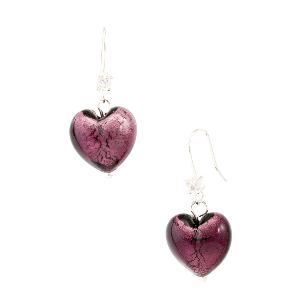 Caramel Hearts Murano Glass Earrings