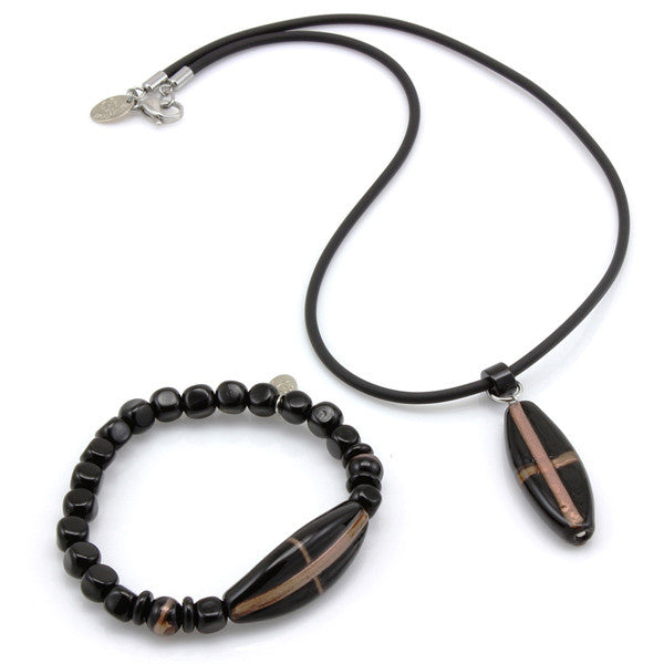 Men's Black Leather Necklace & Bracelet Set | LTK Co Australia